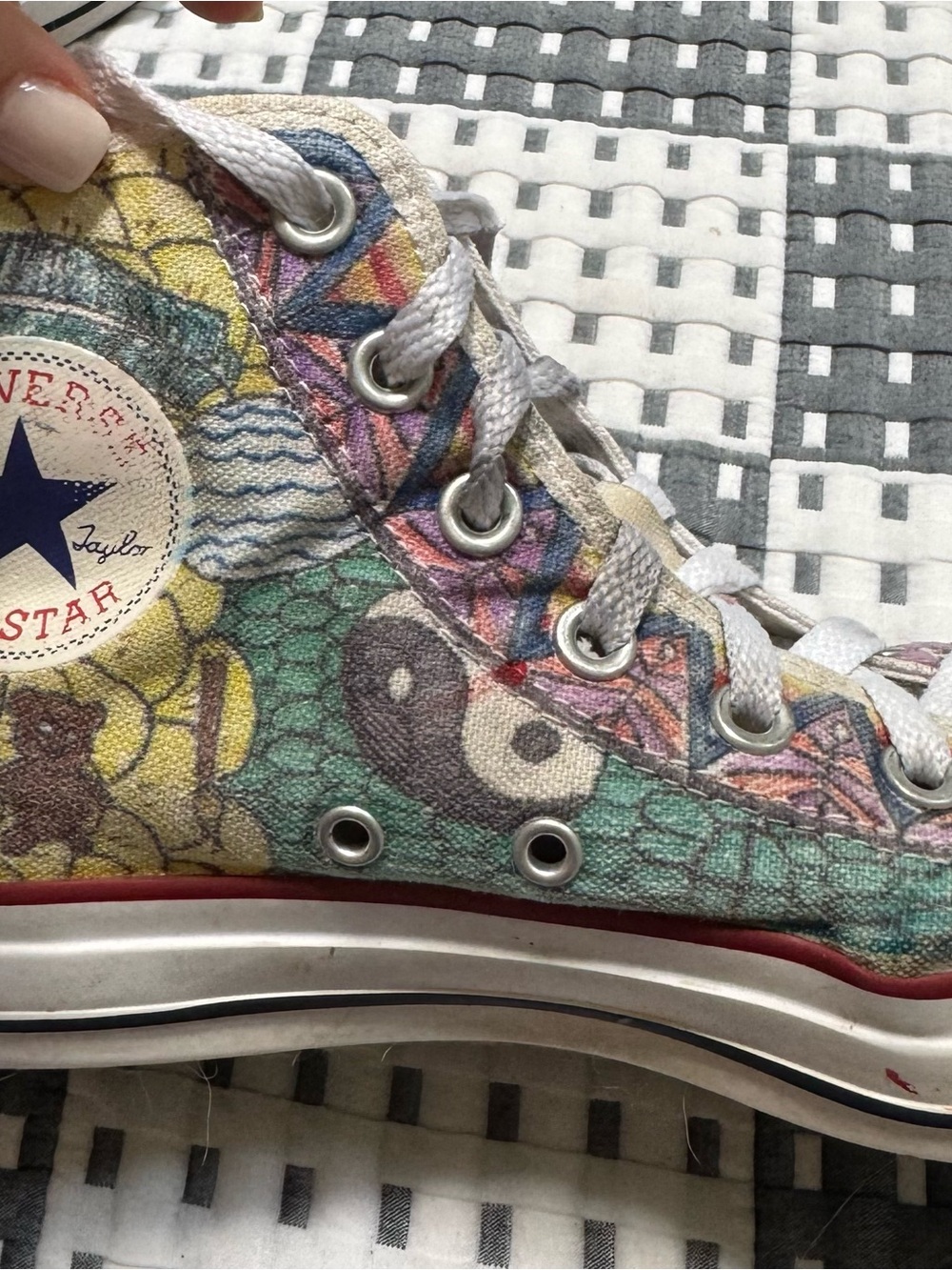 Converse Hand-Drawn High Top Sneakers — Multicolor Artwork - Womens 8/ Mens 6 - Picture 5 of 12